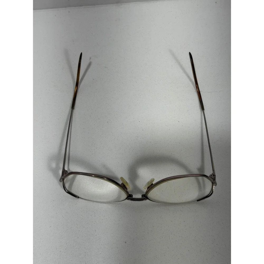 Vintage Oversized Aviator Eyeglasses Frames Silver Tone Double Bridge‎ with Case